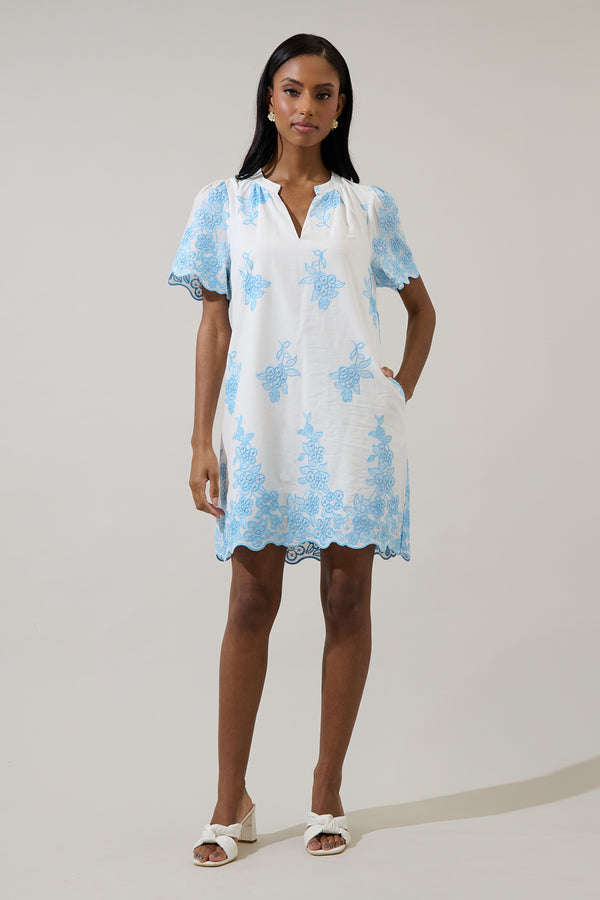 Sugarlips Tannia Embroidered Shift Mini Dress