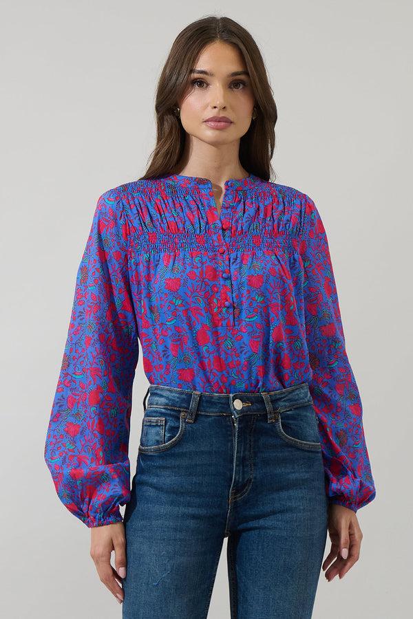 Sugarlips Tanya Floral Katara Smocked Top