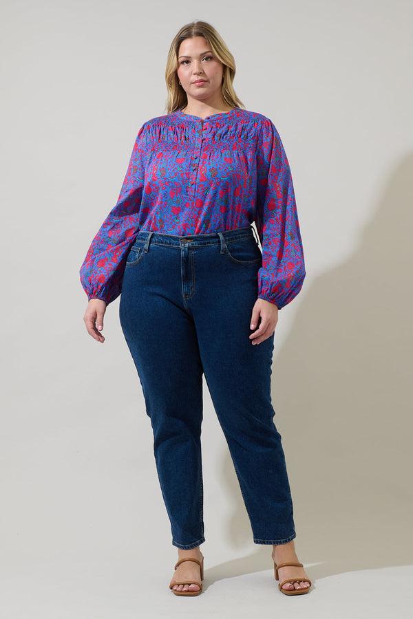 Sugarlips Tanya Floral Katara Smocked Top Curve