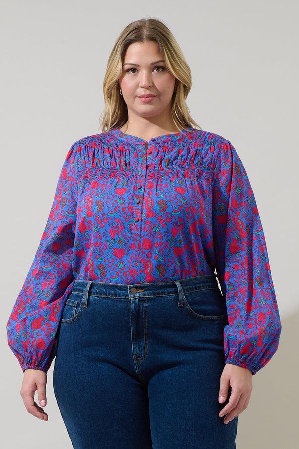 sugarlips Tanya Floral Katara Smocked Top Curve