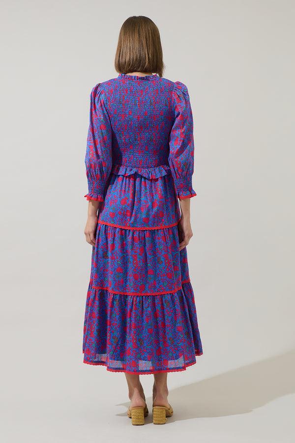 Sugarlips Tanya Floral Trudy Smocked Midi Dress