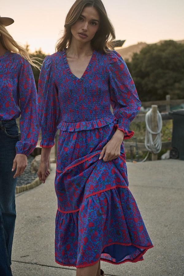 sugarlips Tanya Floral Trudy Smocked Midi Dress