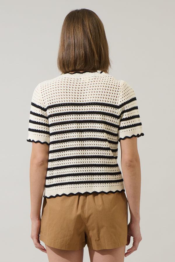 Sugarlips Tarcy Striped Scallop Sweater Top