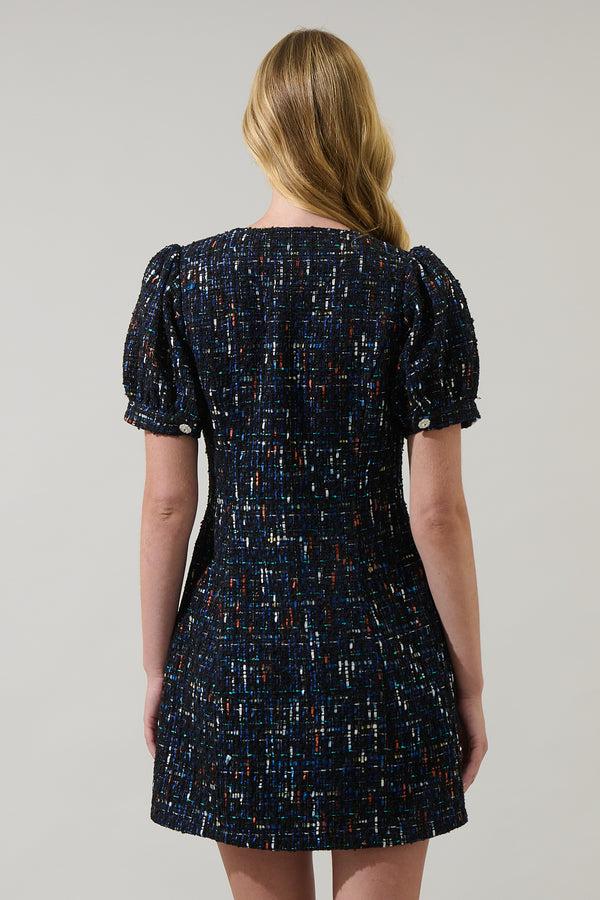 Sugarlips Tarran Tweed Button Down Mini Dress