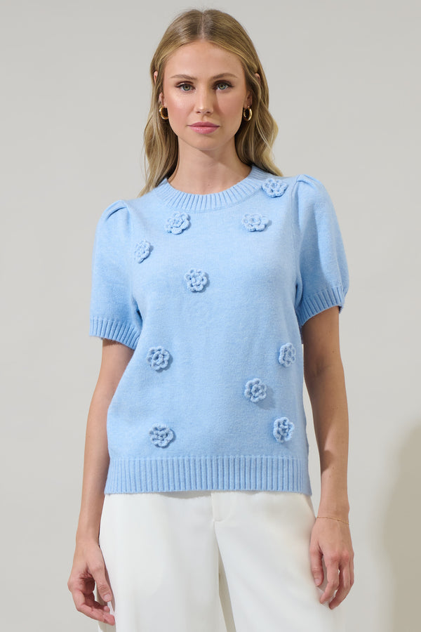 Sugarlips Tassa Floral Short Sleeve Sweater Top