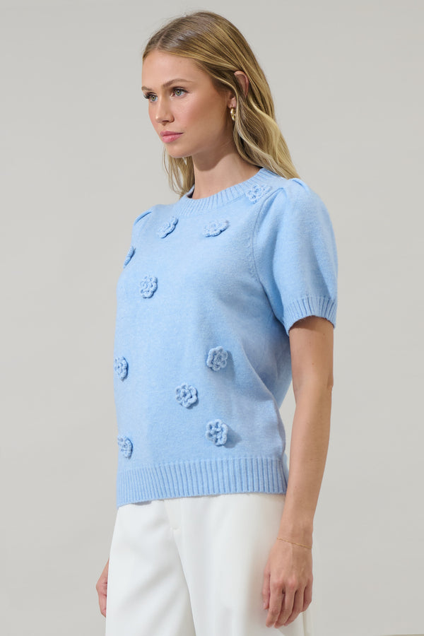 Sugarlips Tassa Floral Short Sleeve Sweater Top
