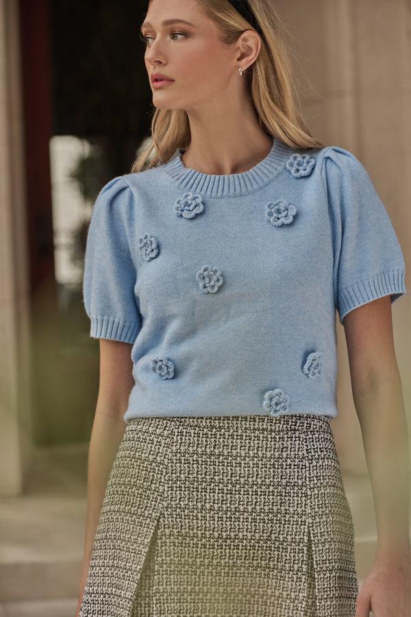 sugarlips Tassa Floral Short Sleeve Sweater Top