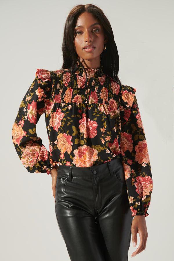 Sugarlips Terra Floral Naomi Smocked Yoke Blouse
