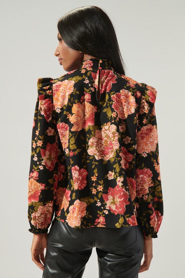 Sugarlips Terra Floral Naomi Smocked Yoke Blouse