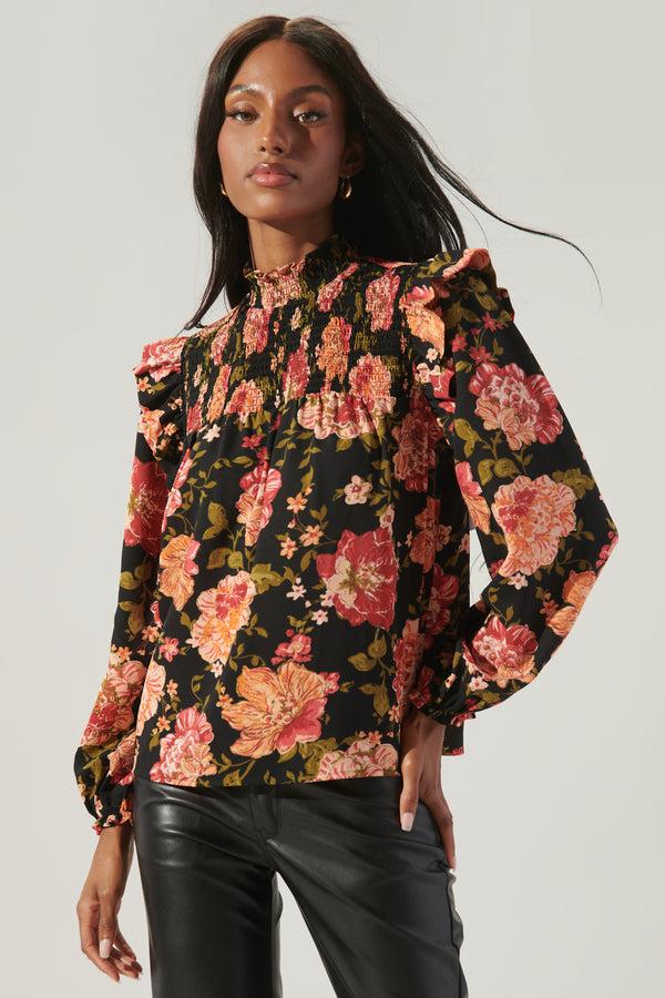 sugarlips Terra Floral Naomi Smocked Yoke Blouse