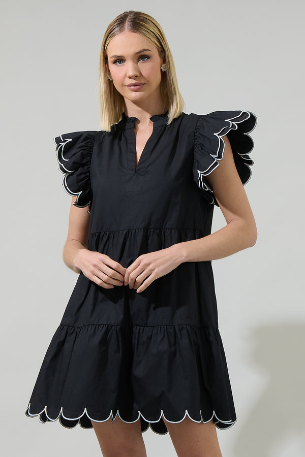 sugarlips Tess Shift Scallop Mini Dress