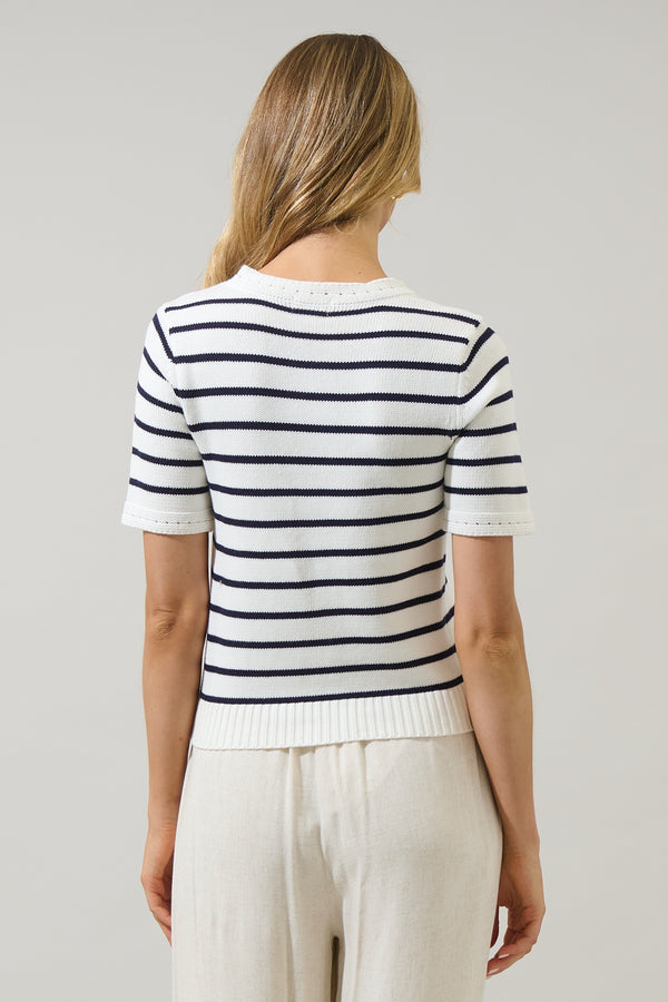Sugarlips Tessie Stripe Short Sleeve Sweater Top