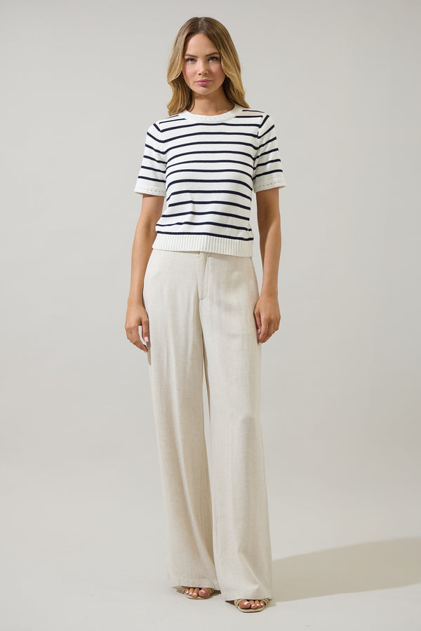 Sugarlips Tessie Stripe Short Sleeve Sweater Top