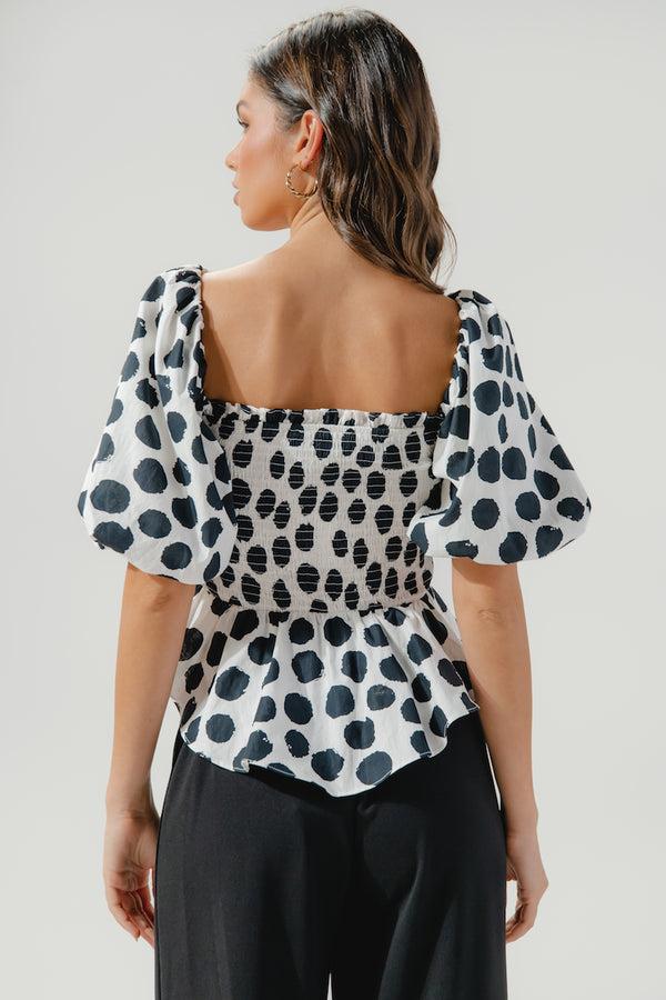 Sugarlips Theodora Surplice Dot Peplum Blouse