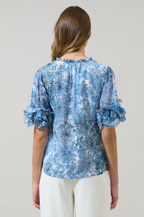 Sugarlips Tierra Floral Endry Ruffle Blouse