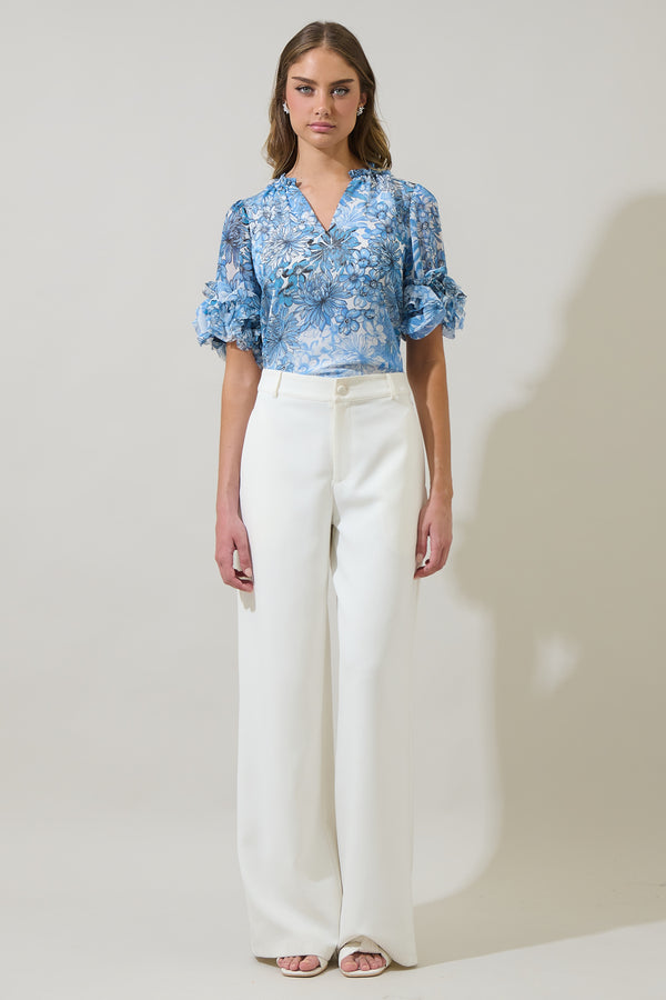 Sugarlips Tierra Floral Endry Ruffle Blouse