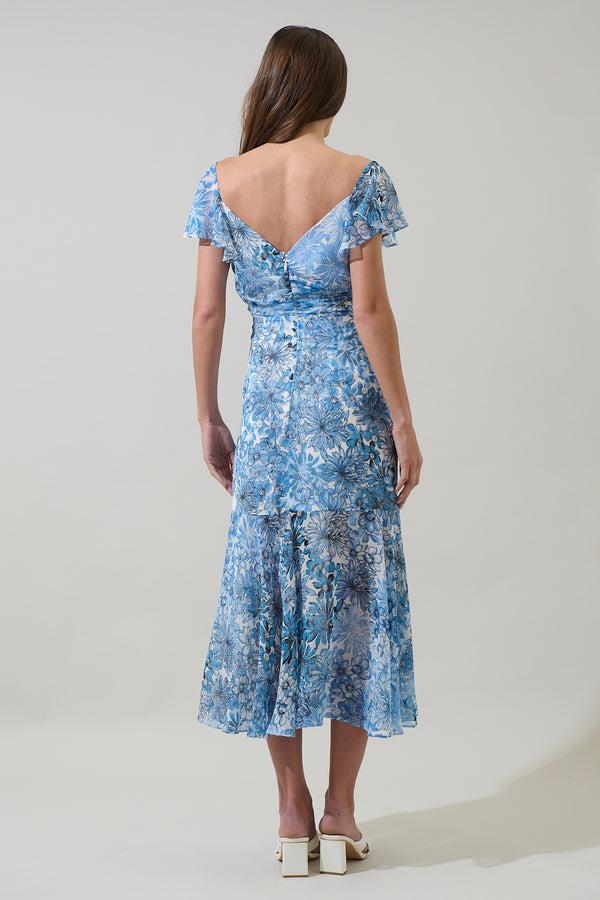Sugarlips Tierra Floral Nadia Ruched Midi Dress