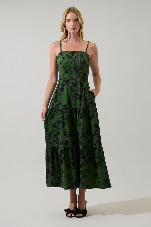 Sugarlips Tindrie Floral Alvis Tiered Maxi Dress