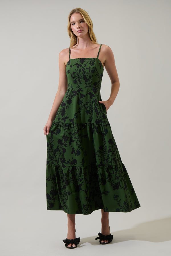 sugarlips Tindrie Floral Alvis Tiered Maxi Dress