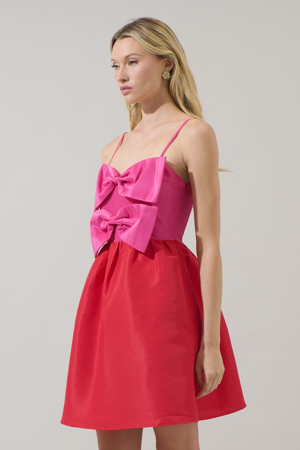 Sugarlips Tizza Bow Color Block Mini Dress