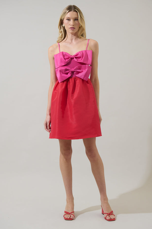 Sugarlips Tizza Bow Color Block Mini Dress