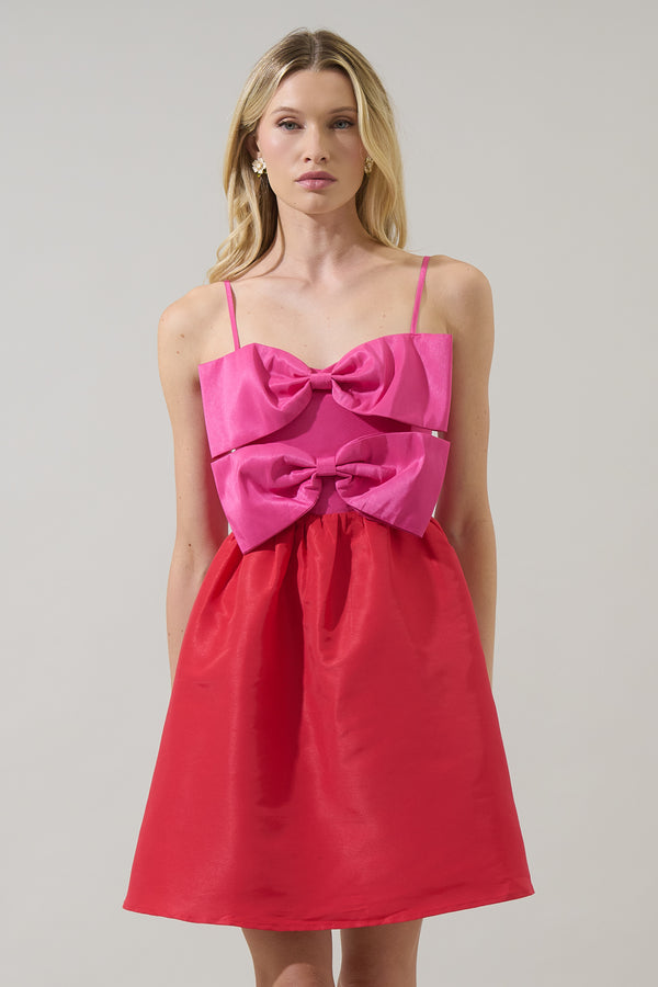 sugarlips Tizza Bow Color Block Mini Dress