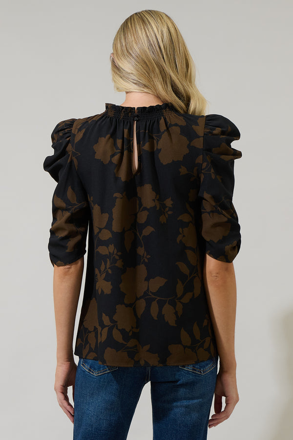 Sugarlips Toffee Floral Drape Sleeve Top