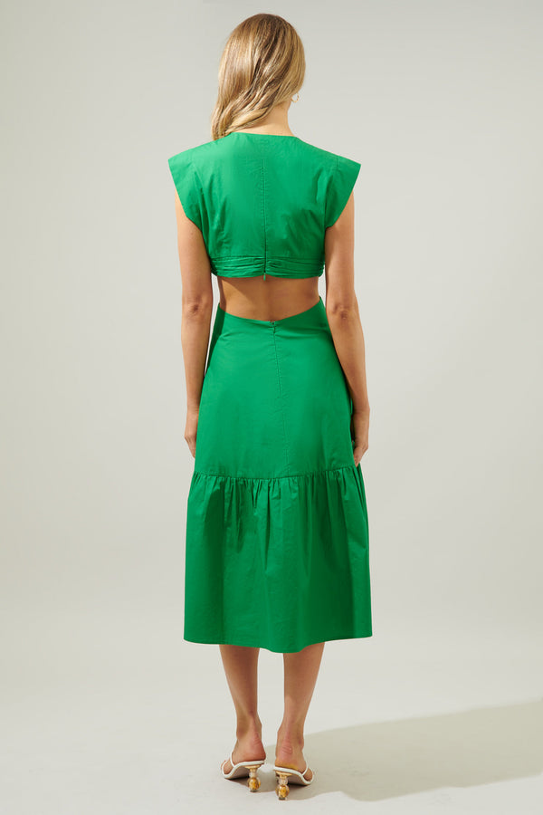 Sugarlips Torie Cut Out Poplin Midi Dress