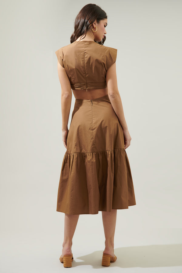 Sugarlips Torie Cut Out Poplin Midi Dress