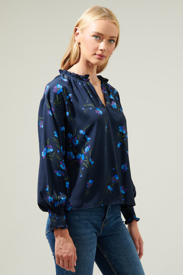 Sugarlips Torun Floral Split Neck Blouse