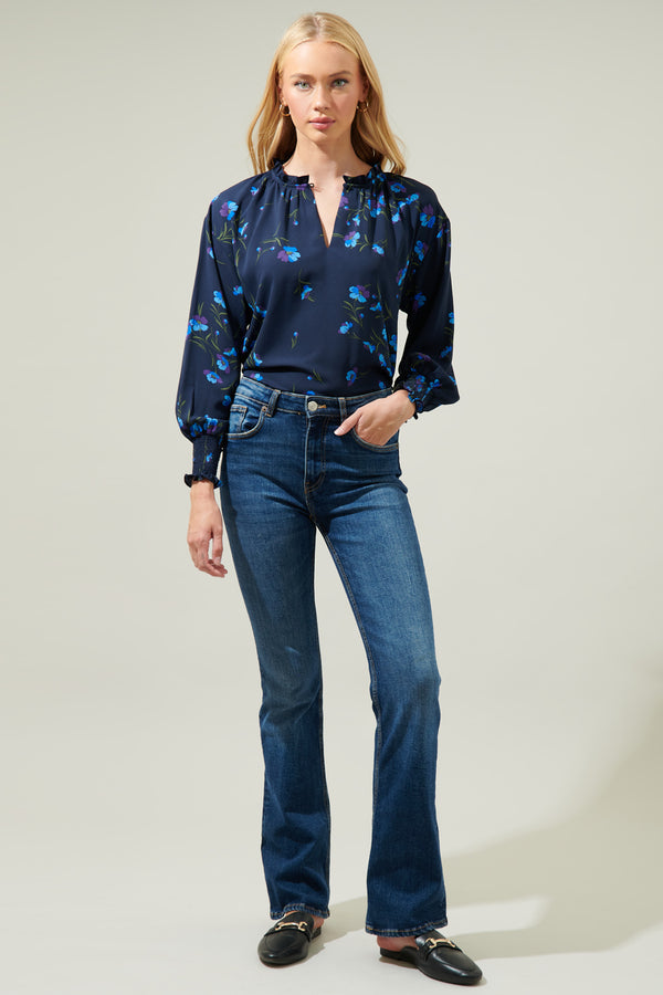 Sugarlips Torun Floral Split Neck Blouse