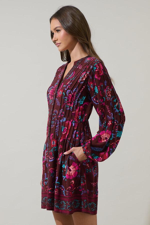 Sugarlips Tory Paisley Ceny Button Down Mini Dress