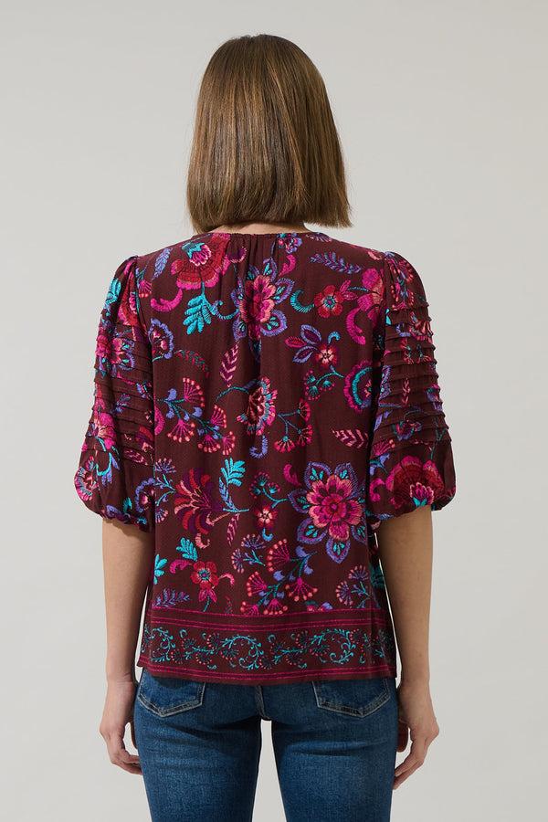 Sugarlips Tory Paisley Cerry Pleated Top