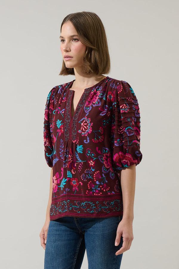 Sugarlips Tory Paisley Cerry Pleated Top