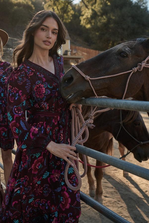 Sugarlips Tory Paisley Mindie Wrap Midi Dress