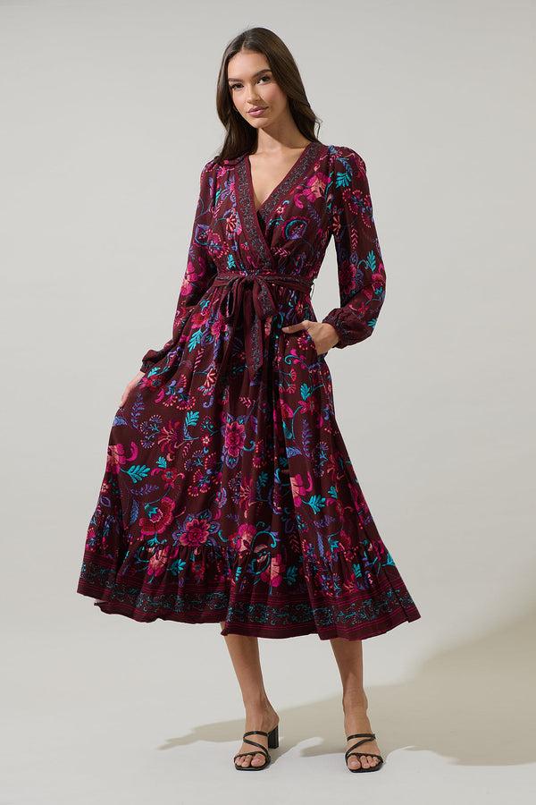 Sugarlips Tory Paisley Mindie Wrap Midi Dress