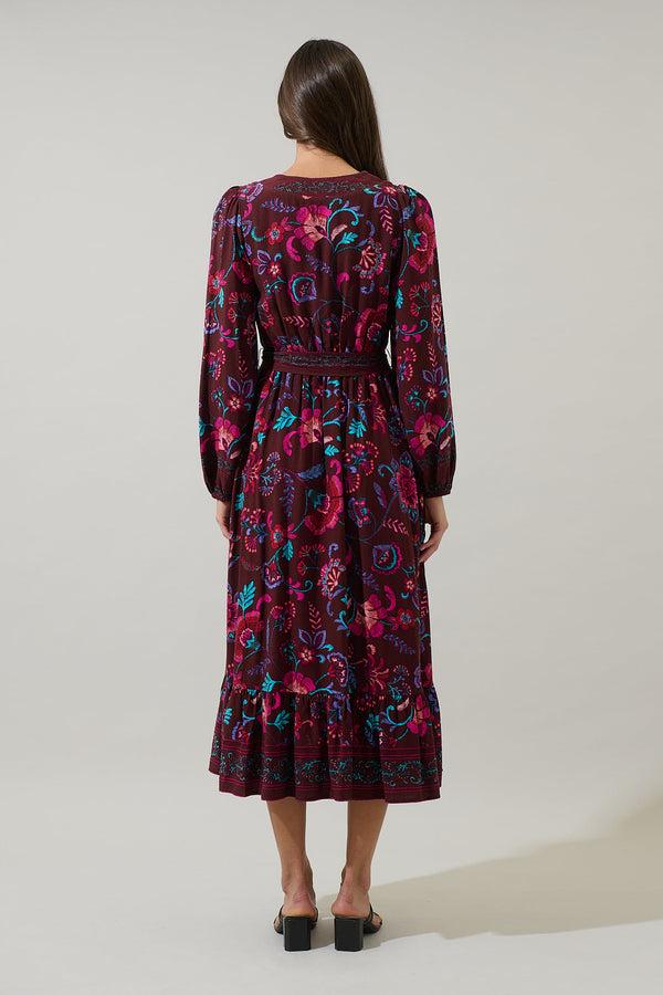 Sugarlips Tory Paisley Mindie Wrap Midi Dress
