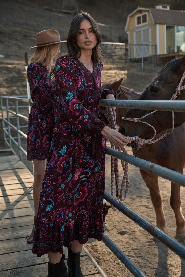 sugarlips Tory Paisley Mindie Wrap Midi Dress