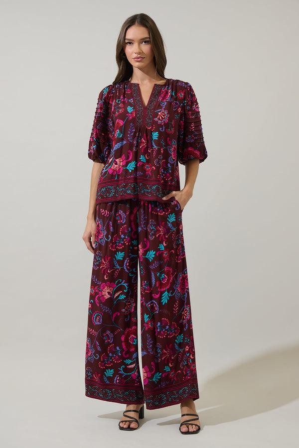 Sugarlips Tory Paisley Sofie Ruffle Wide Pants