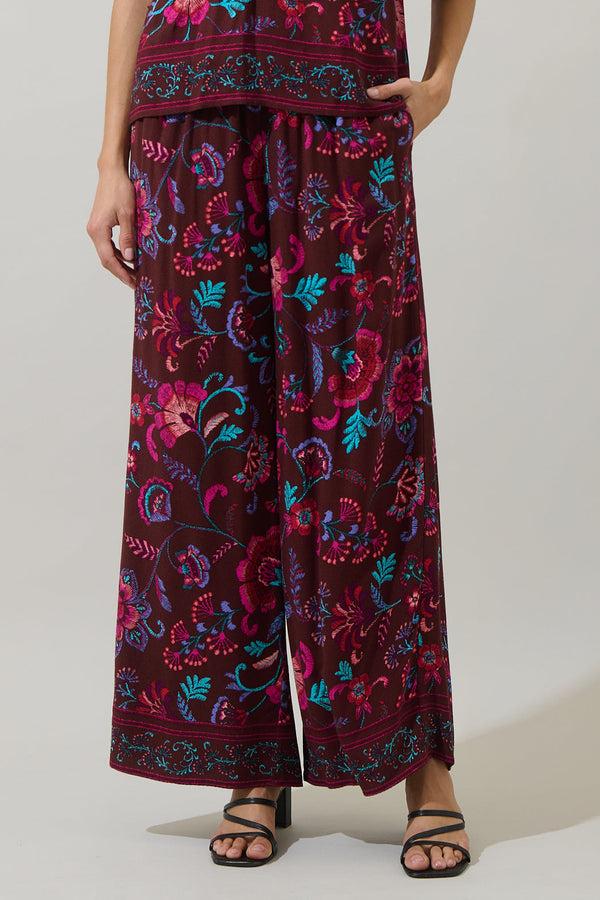 sugarlips Tory Paisley Sofie Ruffle Wide Pants