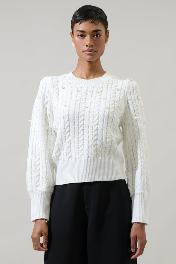 Sugarlips Toxey Pearl Round Neck Sweater