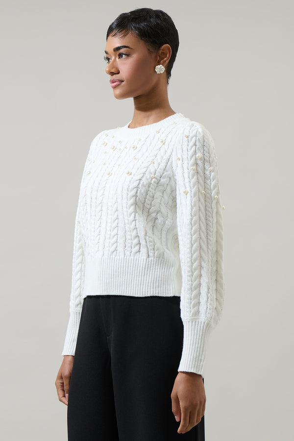 Sugarlips Toxey Pearl Round Neck Sweater