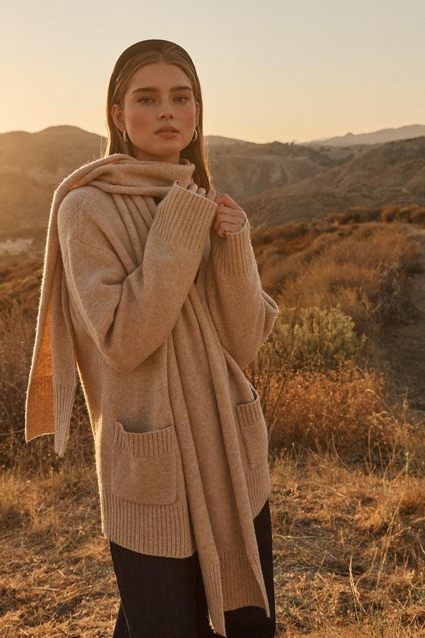 sugarlips Triana Button Up Scarf Cardigan