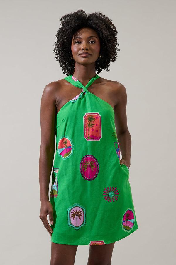 Sugarlips Trinie Postcard Amory Halter Mini Dress