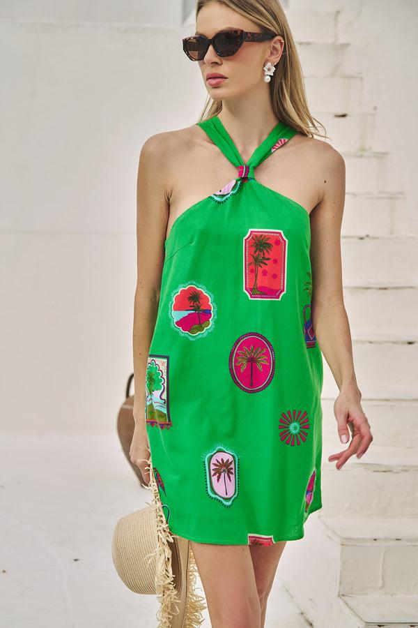 sugarlips Trinie Postcard Amory Halter Mini Dress