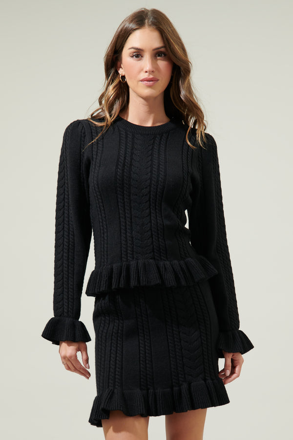 Sugarlips Tula Rosa Ruffle Cropped Sweater