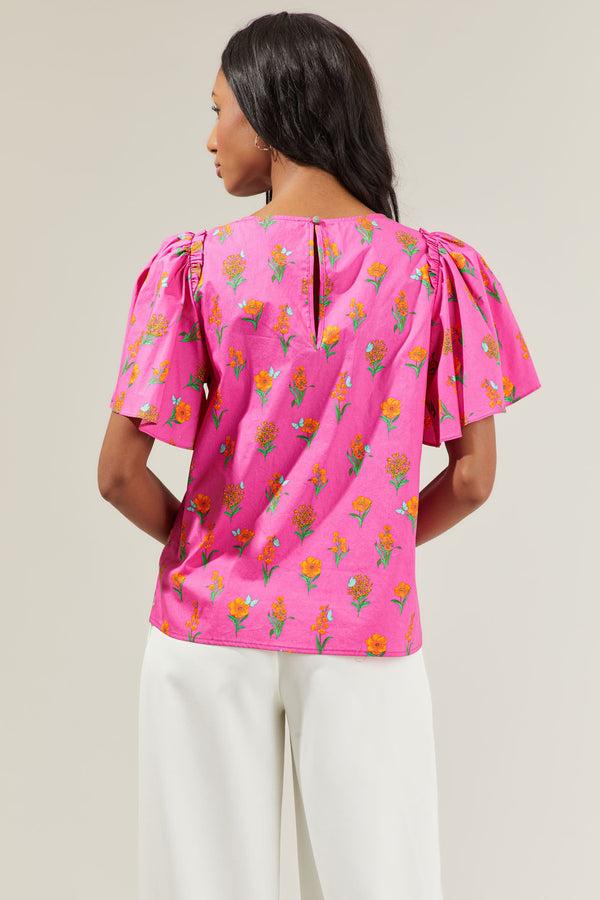 Sugarlips Tune Floral Puff Sleeve Top