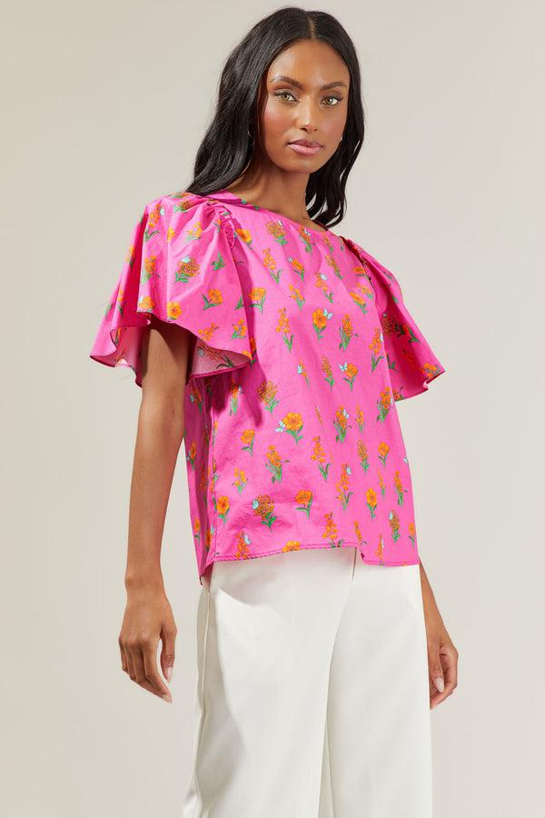 Sugarlips Tune Floral Puff Sleeve Top