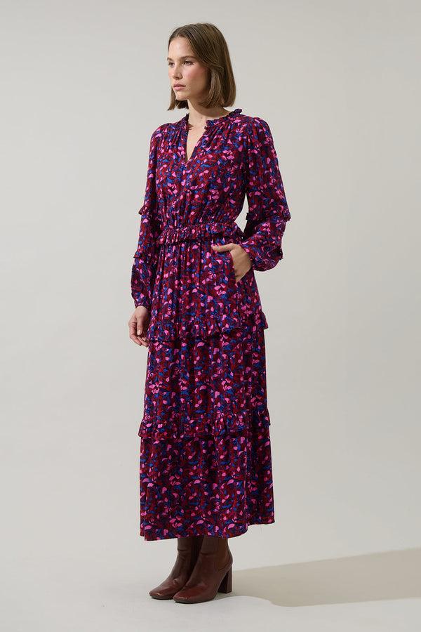 Sugarlips Turma Abstract Iveny Tiered Maxi Dress