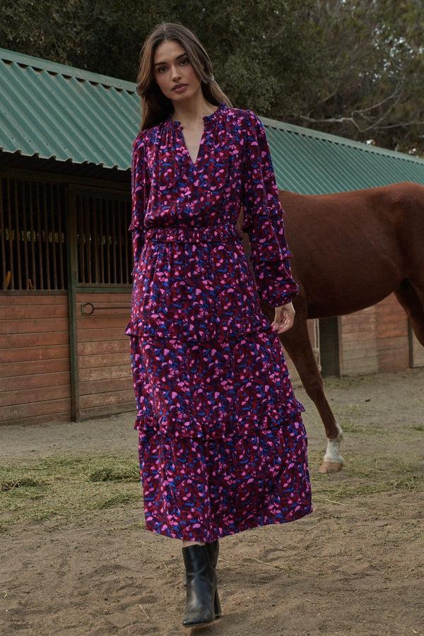 sugarlips Turma Abstract Iveny Tiered Maxi Dress